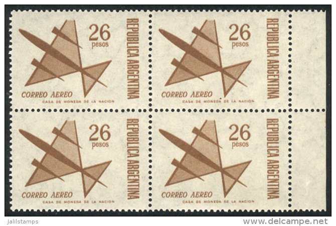 GJ.1427, 1967 26P. Stylized Airplane, Block Of 4 Stamps With DOUBLE IMPRESSION, One Faint, Excellent Quality, Few... - Posta Aerea
