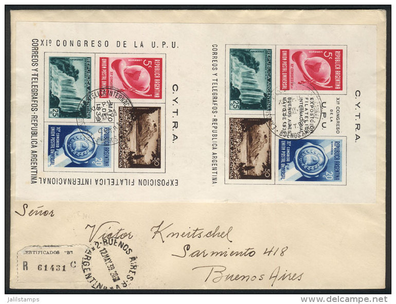GJ.HB 5, Franking A Registered Cover Used In Buenos Aires On 12/MAY/1939, VF Quality, Rare! - Blocchi & Foglietti