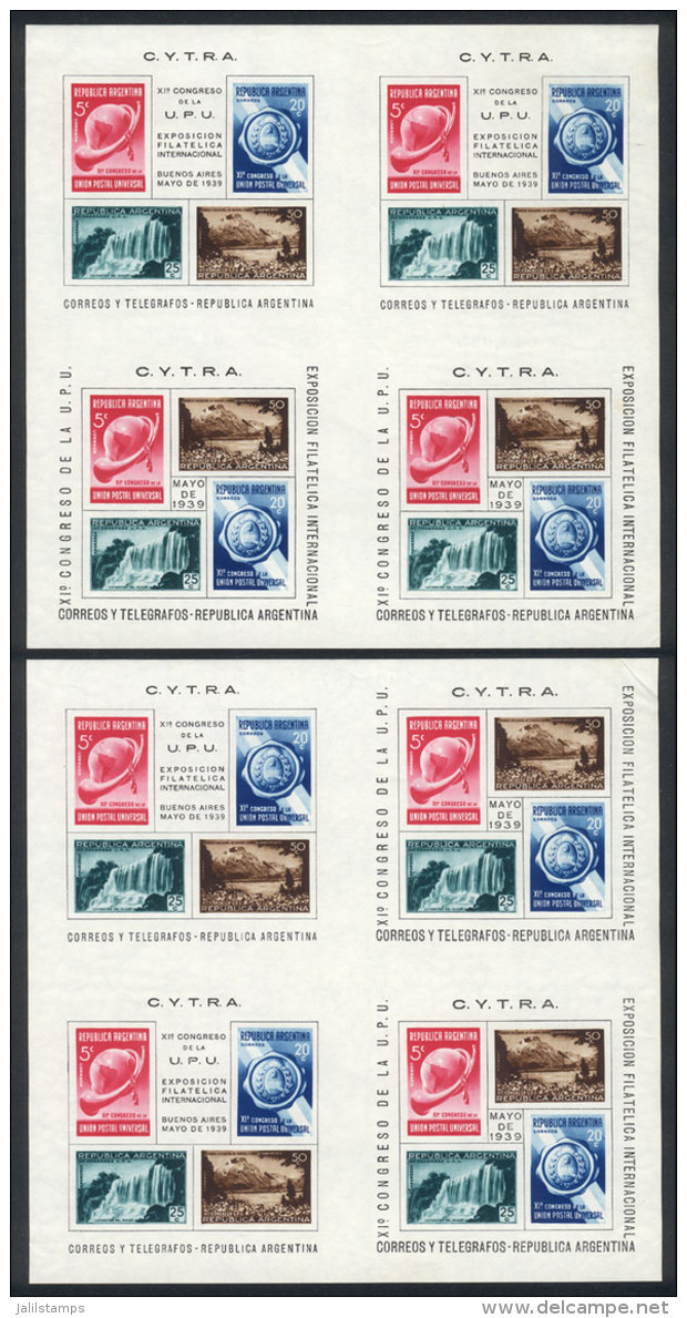 GJ.HB 6/7 (Sc.468c+d), 1939 UPU Congress, CYTRA Philatelic Exposition, The Two Large Souvenir Sheets, VF Quality,... - Blocchi & Foglietti