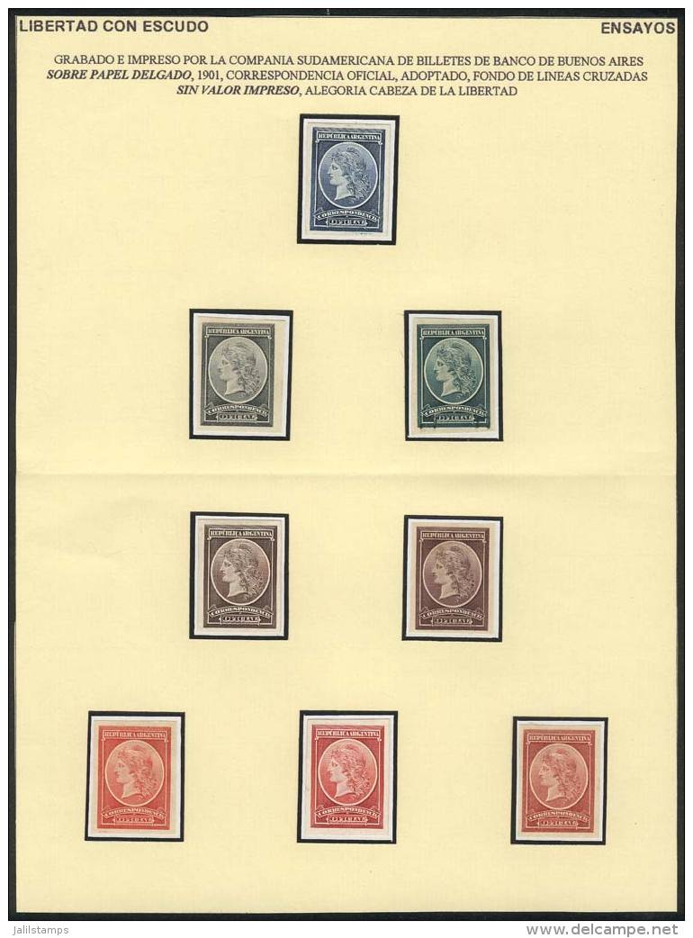 GJ.35/40, 1901 Liberty Head, PROOFS Of The Adopted Design (groundwork Of Crossed Lines), WITHOUT FACE VALUE, In 8... - Dienstmarken