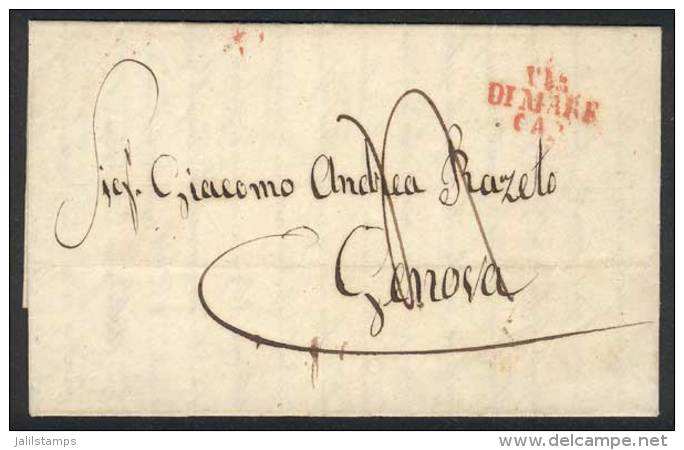 Complete Folded Letter From B.Aires (26/OC/1848) To Genova, Carried On A Commercial Italian Ship. On Arrival In... - Altri & Non Classificati