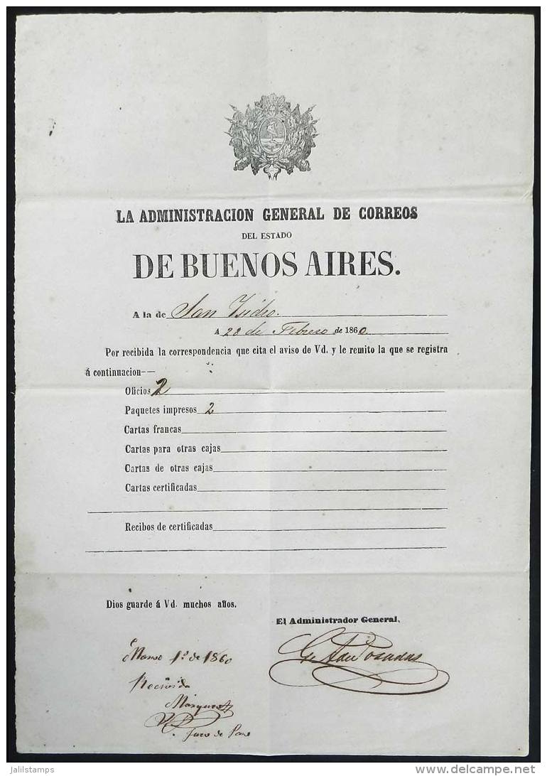 Guide Of Correspondence Sent From The General Post Office Administration Of The STATE OF BUENOS AIRES To That Of... - Altri & Non Classificati