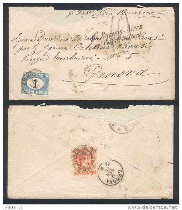 Cover Franked On Reverse By GJ.38, Sent From Buenos Aires To Genova On DE/1875 To Collect. It Was Carried By... - Altri & Non Classificati