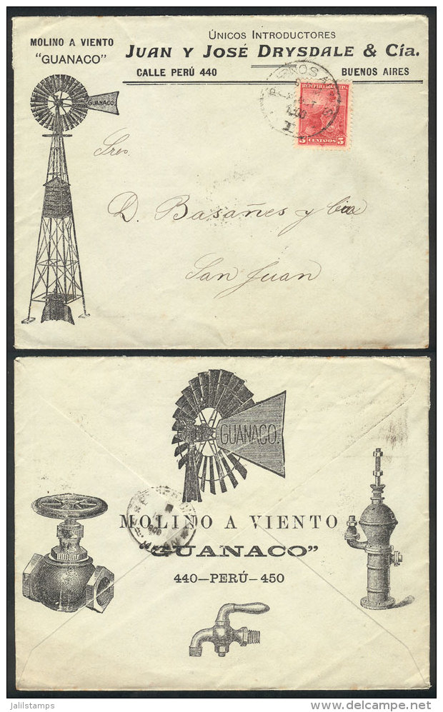 Advertising Cover (windmills And Water Pumps) Franked With 5c. Liberty And Sent To San Juan In OC/1900, VF Quality! - Altri & Non Classificati