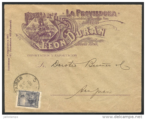 Advertising Cover (tobacco Factory "La Proveedora") Franked With 2c. Liberty And Sent To San Juan On 15/AP/1900, VF... - Altri & Non Classificati