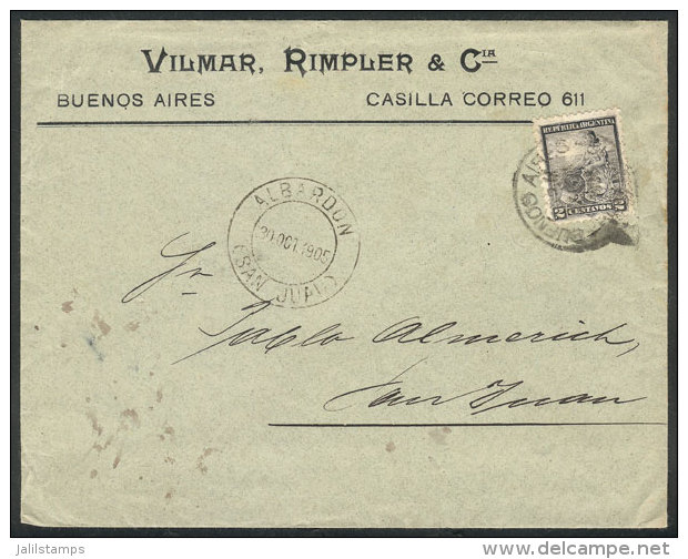 Cover Franked With 2c. Liberty, Sent From Buenos Aires To San Juan On 30/OC/1905 And Forwarded To ALBARD&Oacute;N,... - Autres & Non Classés