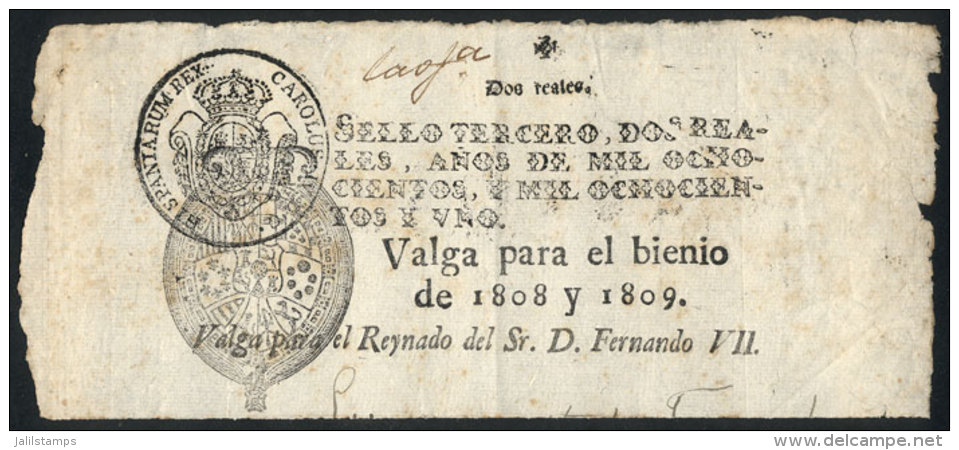 Fragment Of The Top Part Of A Revenue-stamped Sheet Of The Year 1808/9, VF Quality! - Autres & Non Classés