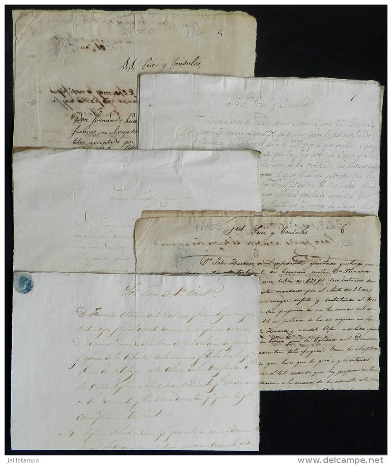 5 Documents Of The Years 1825 / 1830, All Written On Revenue-embossed Paper, Varied Values, Very Interesting, Low... - Altri & Non Classificati