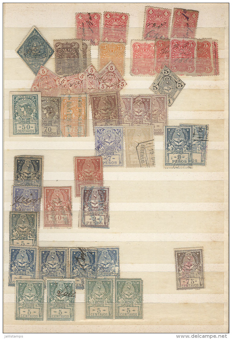 Stock Of Revenue Stamps For The Payment Of National Taxes On Stock Pages, SEVERAL HUNDREDS, Most Of Fine Quality... - Altri & Non Classificati