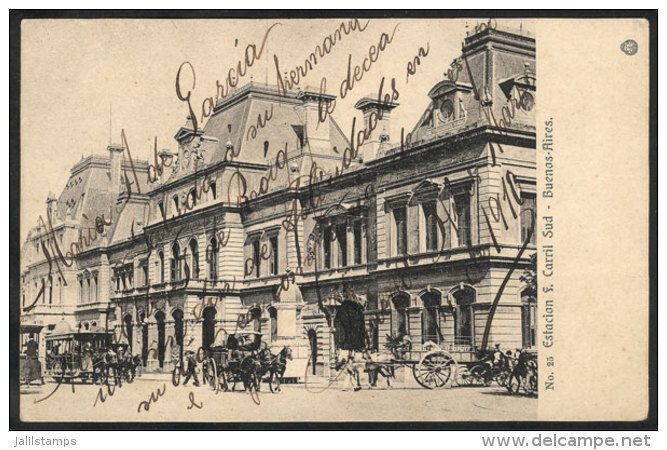 Buenos Aires City: Ferrocarril Sud Railway Station, Used In 1910, VF Quality! - Argentina