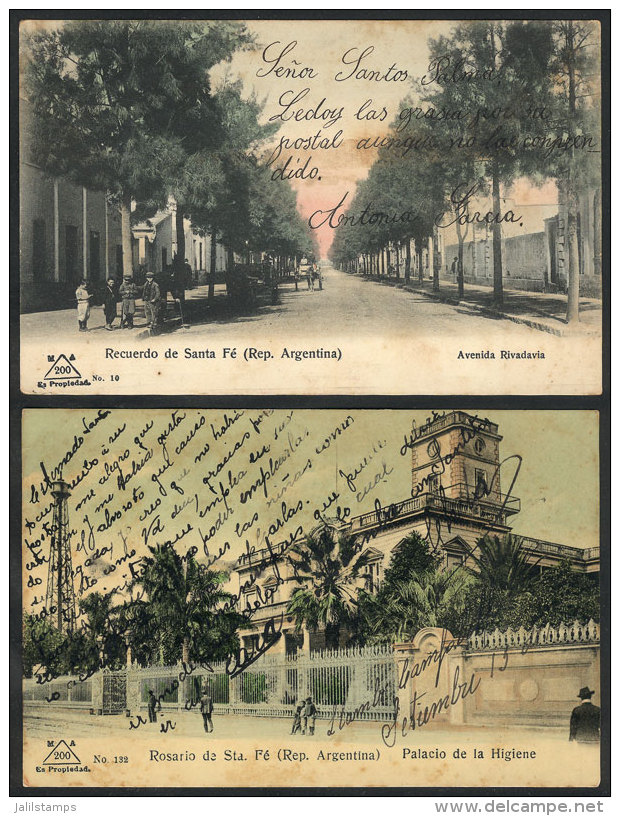 Santa Fe: Rivadavia Avenue And Palacio De La Higiene Building, Used Circa 1910, Fine Quality! - Argentine