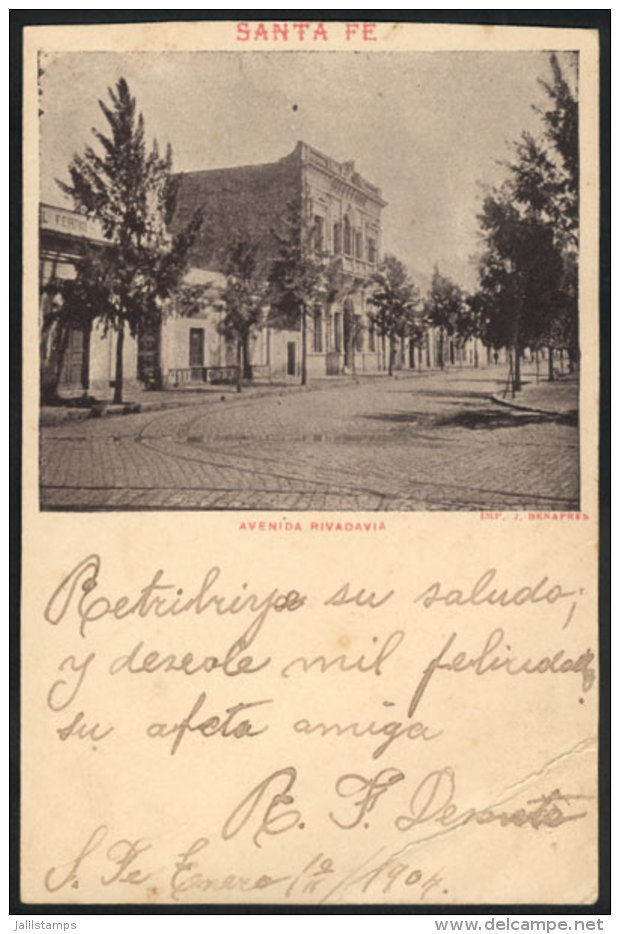 Santa Fe: Rivadavia Avenue, Editor J.Benapres, Used In 1904, Fine Quality, Very Rare! - Argentine
