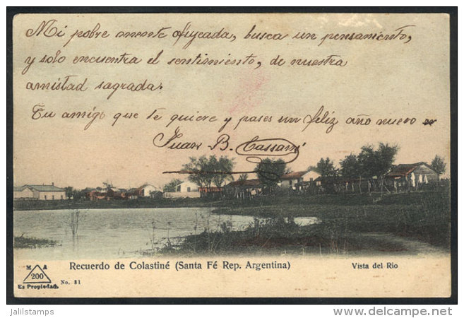 Santa Fe: Colastin&eacute;, View Of The River, Used In 1908, VF Quality! - Argentine