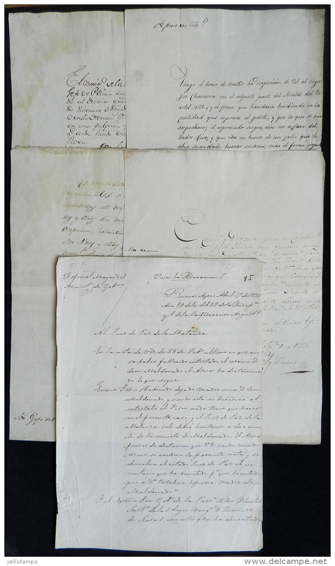 OLD DOCUMENTS: 5 Interesting Documents Of The R&iacute;o De La Plata Dated Between The Years 1826 / 1838, Related... - Ohne Zuordnung