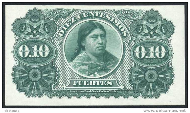Proof Of The Reverse Side Of A Banknote Of 10c. Printed By The American Bank Note Co. On Thin Paper, Superb! - Argentina