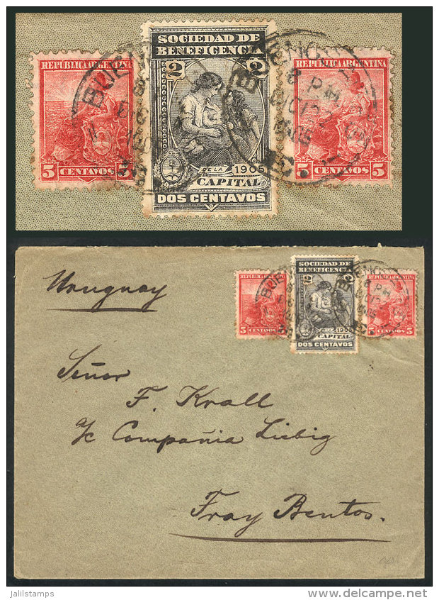 Charitable Society Of Buenos Aires 2c. + 5c. Liberty X2, Franking A Cover Sent To Fray Bentos (Uruguay) On... - Autres & Non Classés