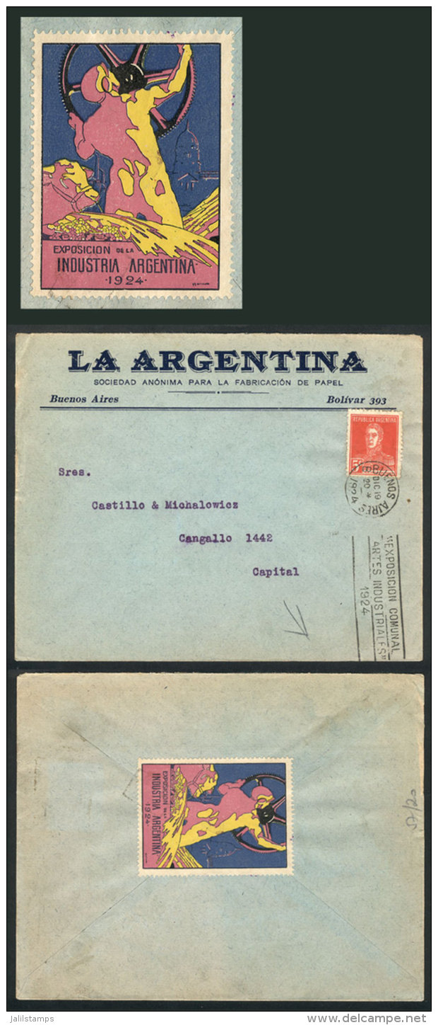 Argentina Industrial Exposition, Beautiful Multicolor Cinderella On Back Of A Cover Used In Buenos Aires On... - Altri & Non Classificati