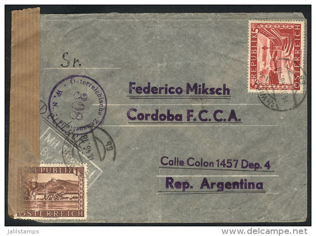 Airmail Cover Sent From Wien To Argentina On 14/SE/1946 Franked With 6S., Interesting! - Lettres & Documents