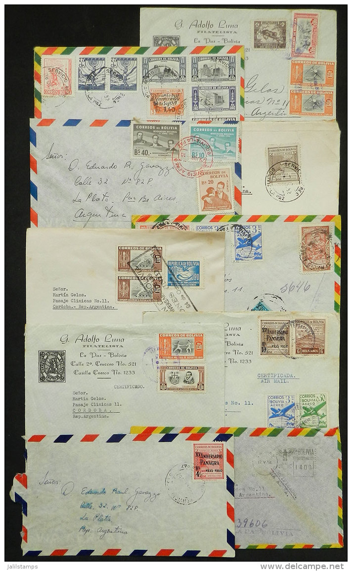 19 Covers Sent To Argentina (almost All Of The 1950s), Most Airmail And Many Registered. With Some Nice Postages,... - Bolivia