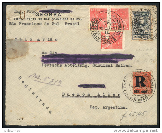 Airmail Cover Sent From Sao Francisco To Buenos Aires On 4/FE/1930 With Handsome Postage! - Lettres & Documents