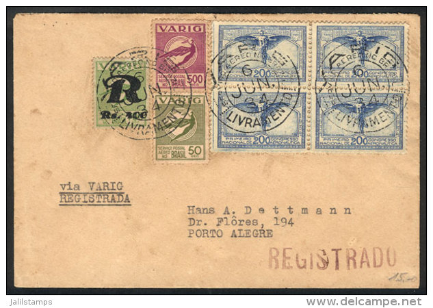 Registered Airmail Cover Sent From Livramento To Porto Alegre On 6/JUN/1934, VF Quality! - Storia Postale