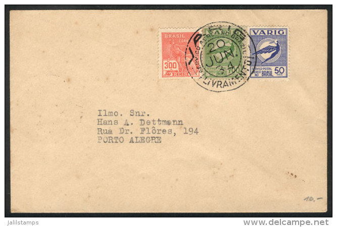 Airmail Cover Sent From Livramento To Porto Alegre On 20/JUN/1934 By VARIG, Very Nice! - Lettres & Documents