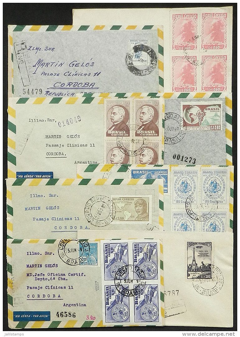 60 Covers Sent To Argentina (almost All Of The 1950s), Most Airmail And Many Registered. With Some Nice Postages,... - Lettres & Documents