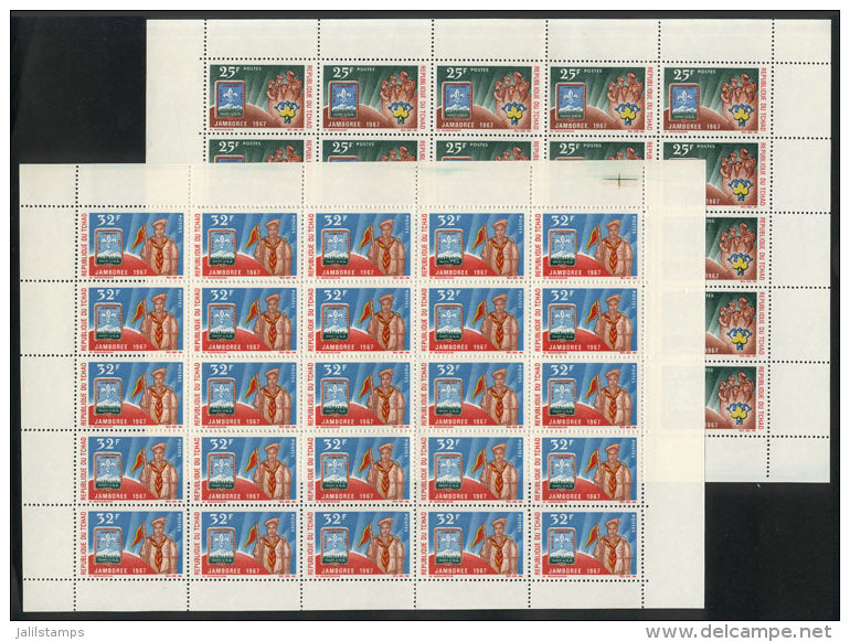 Sc.144/145, 1967 Scouts, Cmpl. Set Of 2 Values In Sheets Of 25, MNH, VF Quality! - Tchad (1960-...)