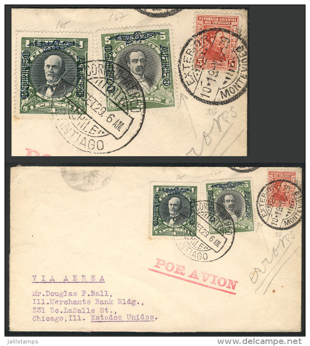 Interesting Airmail Cover With MIXED POSTAGE Of Uruguay And Chile: Cover Originally Posted In Montevideo On... - Cile