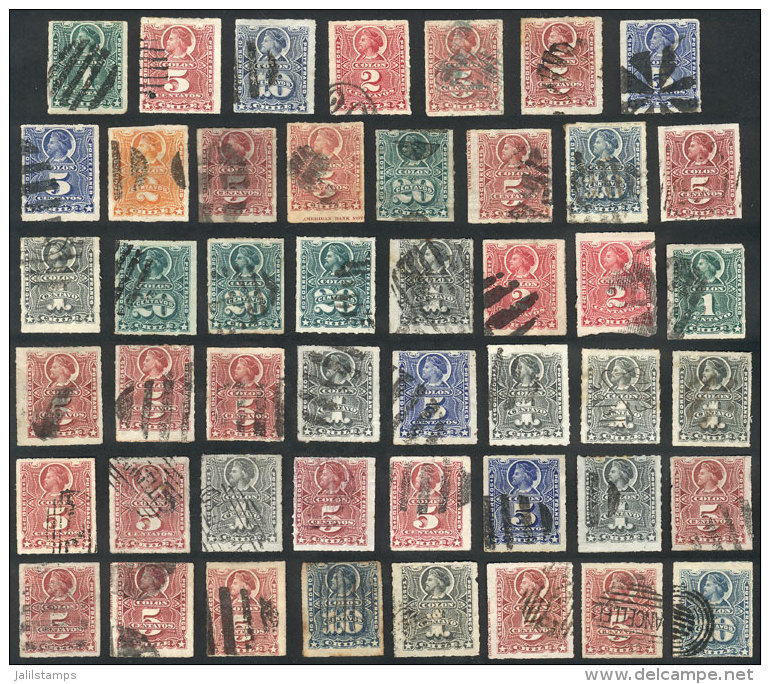 Lot Of 47 Old Stamps, Most With Interesting Mute Or Semi-mute Cancels, VF Quality! - Cile