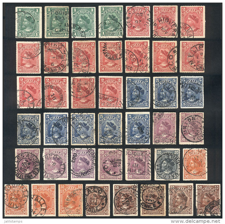 44 Used Stamps (issue Of  1900/1), All With Legible Cancels, Some Very Interesting! - Chili