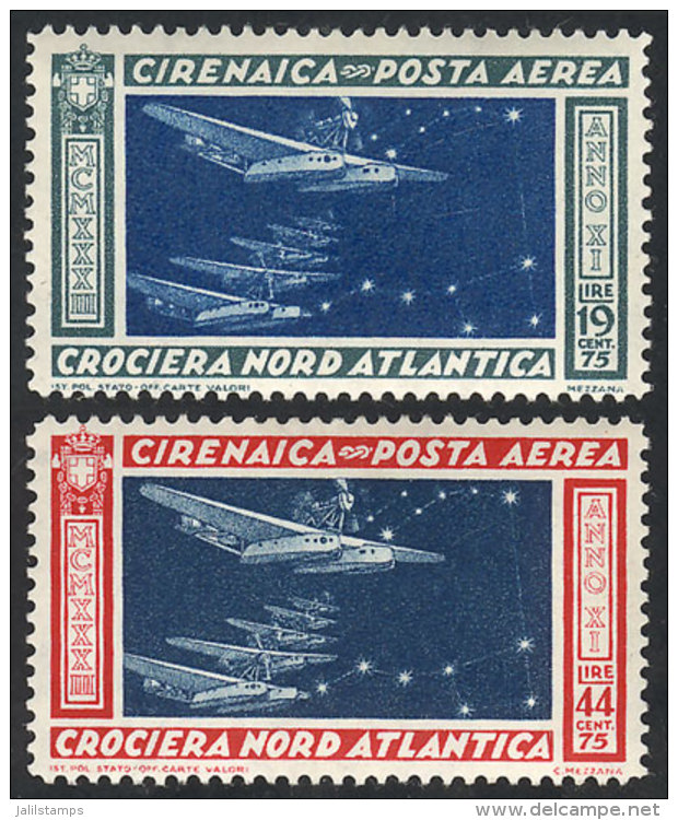 Sc.C18/C19, 1933 Crossing Of The North Atlantic, Cmpl. Set Of 2 Values, Mint Very Lightly Hinged, VF Quality! - Cirenaica