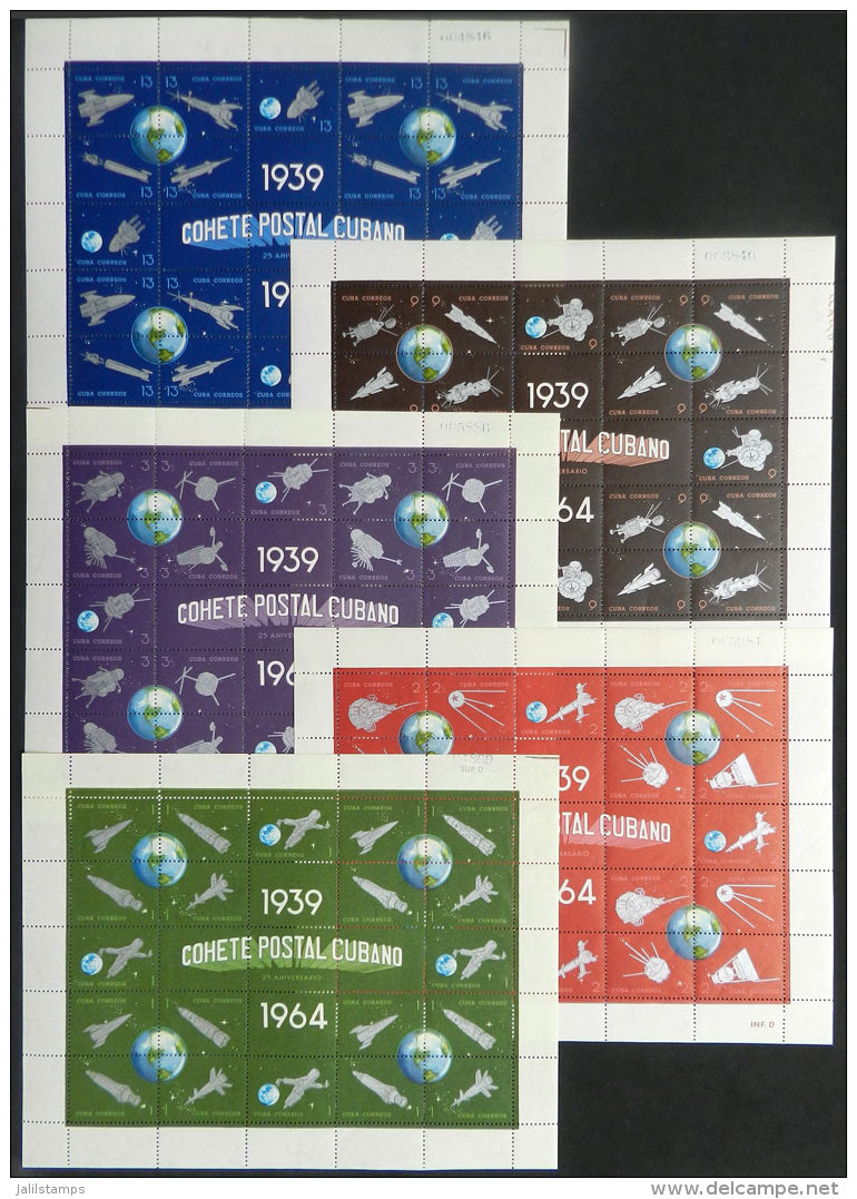 Sc.858/863 (Yvert 738/762), 1964 First Postal Rocket, COMPLETE SHEETS With Sets And Gutters, MNH, Excellent... - Altri & Non Classificati