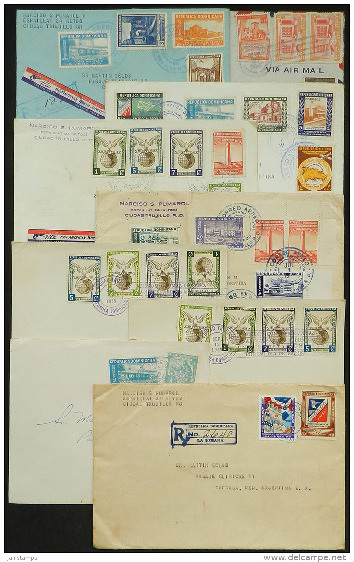 2 FDCs + 7 Covers Sent To Argentina Between 1945 And 1952, Nice Postages, VF Quality! - Dominicaine (République)