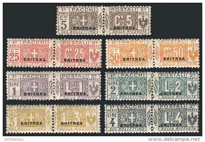 Sc.Q1 + Q3/Q8, 1916 7 Values Of The Set Of 8 (only Missing The 10c., Sc.Q2), Mint Very Lightly Hinged, Most Of VF... - Eritrea
