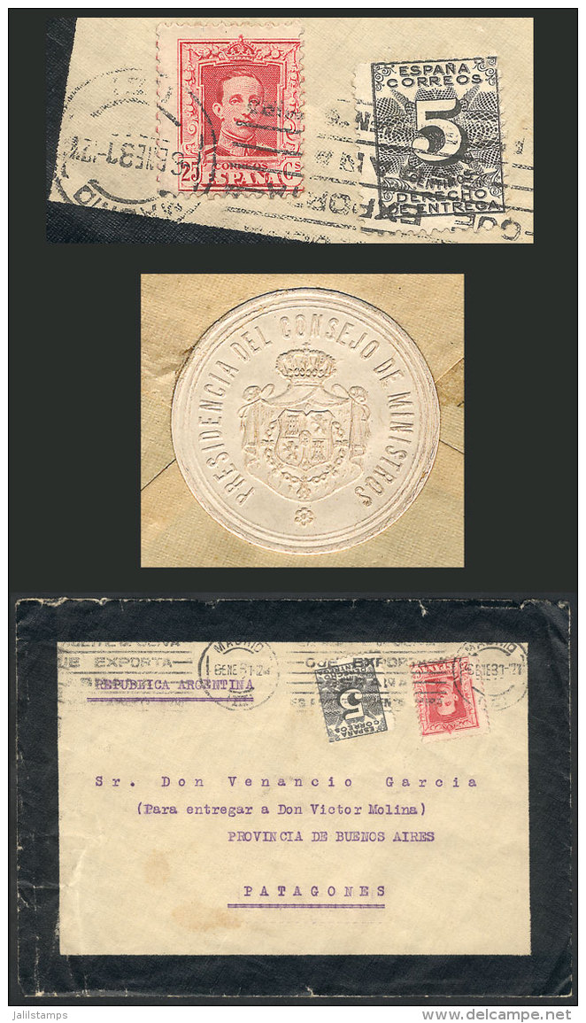 Mourning Cover With Seal On Reverse Of "Presidencia Del Consejo De Ministros", Sent From Madrid To Argentina On... - Altri & Non Classificati