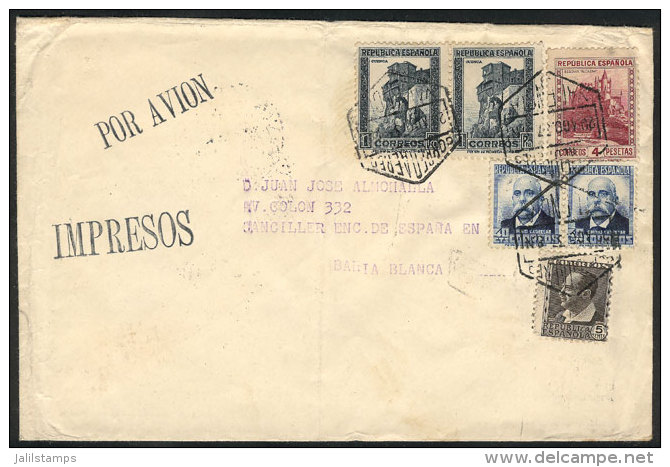 Airmail Cover With Printed Matter Sent From Valencia To Argentina On 20/AU/1937, Nice Postage Of 6.85Pts., VF... - Autres & Non Classés