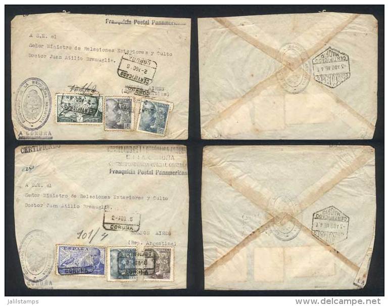 12 Registered Air Mail Covers Sent To Argentina In 1946 With Pan American Postal Franchise, Very Interesting! - Other & Unclassified