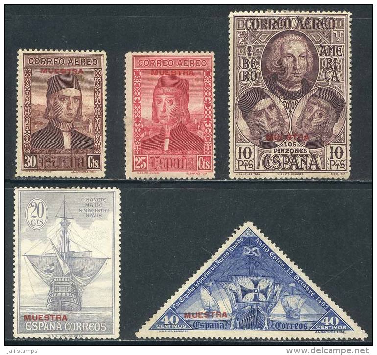 5 Stamps With MUESTRA Overprint, Fine General Quality, The 20c. Stamp Without Gum And The Triangular 40c. Without... - Altri & Non Classificati