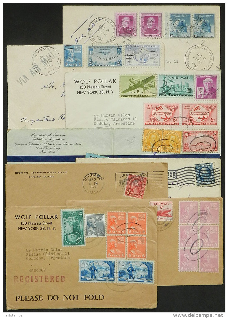 45 Covers Sent To Argentina (almost All Of The 1950s), Most Airmail And Many Registered. With Some Nice Postages,... - Storia Postale