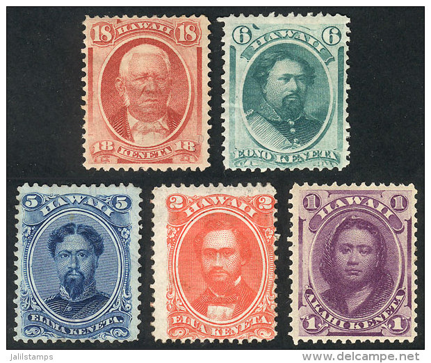 Sc.30/34, 1864/86 Set Of 5 Mint Values (5c. And 18c. Without Gum, The Rest With Original Gum), Fine To VF Quality! - Hawaii