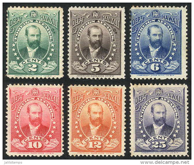 Sc.O1/O6, 1896 Cmpl. Set Of 6 Values, Mint Original Gum (with Hinge Marks Or Some Adherences), Very Nice! - Hawaii