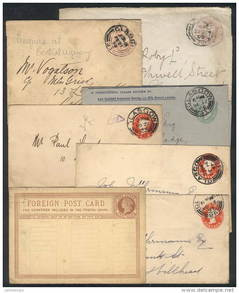 6 Stationery Covers Used Between 1898 And 1906, Most With Glasgow Postmark + 1 Postal Card With Interesting... - Altri & Non Classificati
