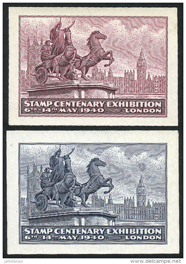 2 Proofs Of Cinderellas Or Labels For The Stamp Centenary Exhibition Of London 1940, Printed By Waterlow &amp; Sons... - Altri & Non Classificati