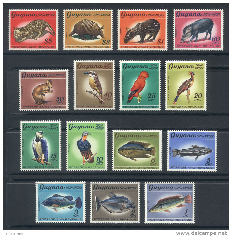 Sc.39/52, 1968 Animals, Birds, Fish, Complete Set Of 15 Values, Excellent Quality! - Guyana (1966-...)