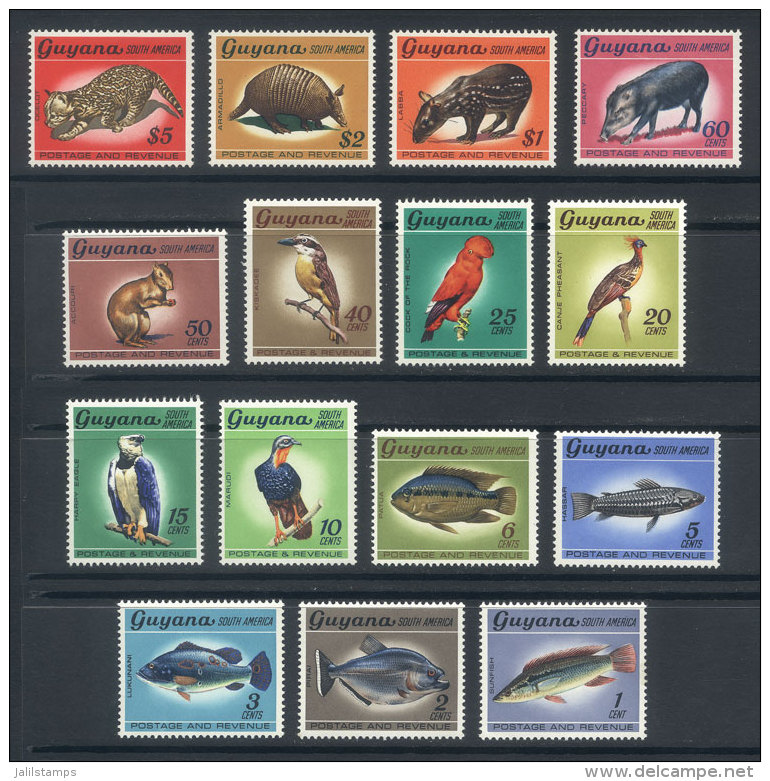 Sc.39/52, 1968 Animals, Birds, Fish, Complete Set Of 15 Values, Excellent Quality! - Guyane (1966-...)