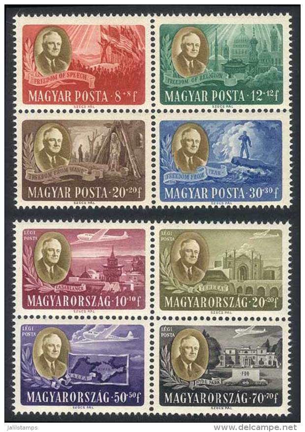 Sc.B198A/8D + CB1/1C, 1947 Roosevelt, Complete Set Of 8 Never Hinged Values, Excellent Quality! - Altri & Non Classificati