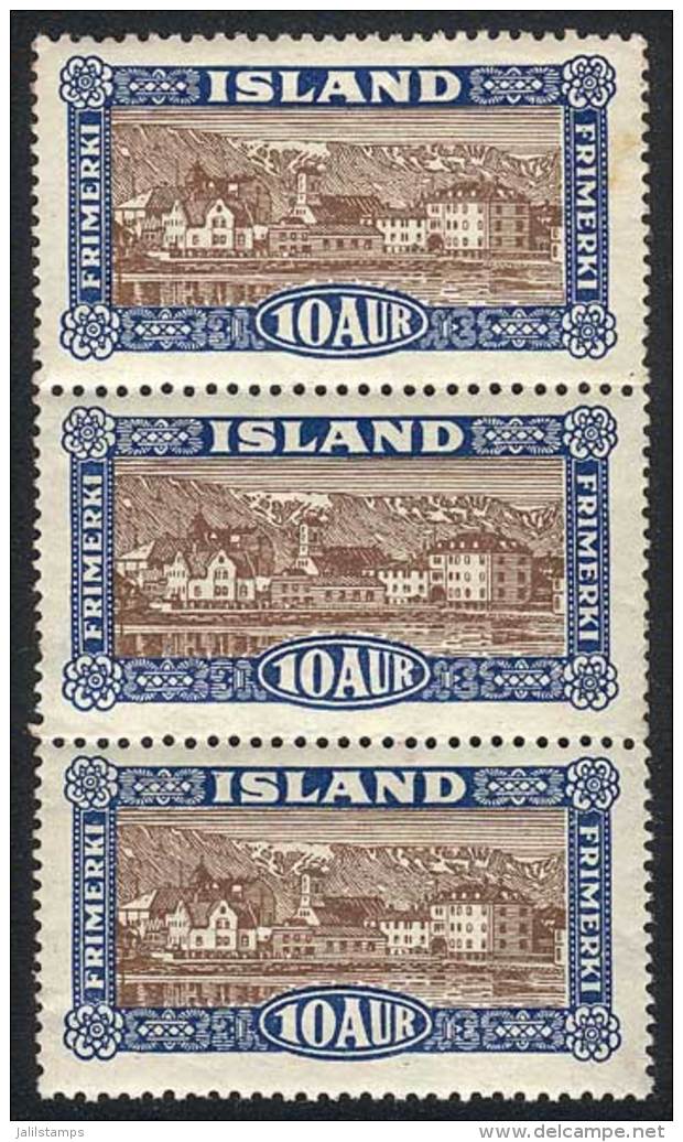 Yvert 116, Vertical Strip Of 3, Never Hinged, The Top Stamp With Light Stain Points, The Rest Excellent, Catalog... - Autres & Non Classés