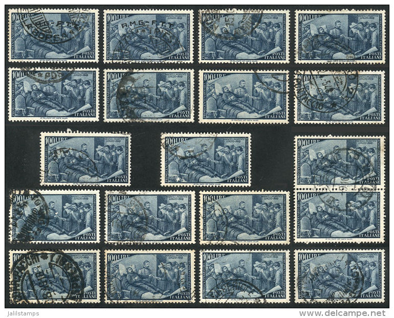 Yvert 527, 1948 Risorgimento 100L., 19 Used Examples, VF General Quality, Catalog Value Euros 570 - Non Classificati