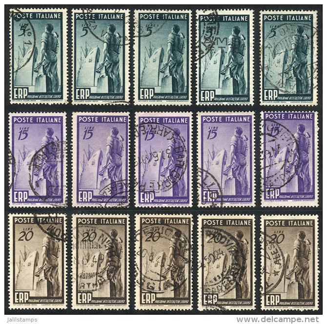 Yvert 539/541, 1949 Reconstruction Of Europe, 5 Complete Used Sets, VF Quality, Catalog Value Euros 275 - Non Classificati